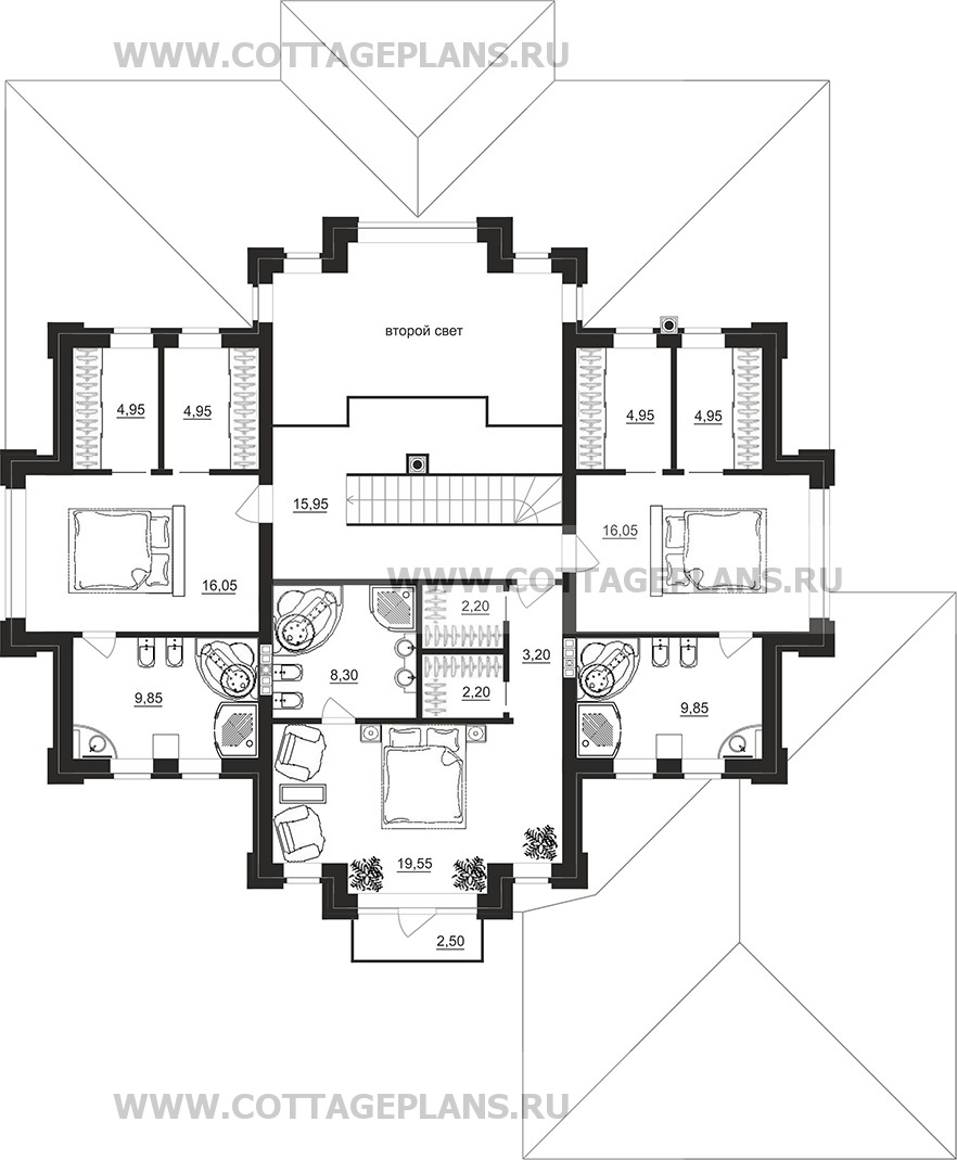 Поэтажные планы проект дома 100-24 общ. площадь 310,00 м2