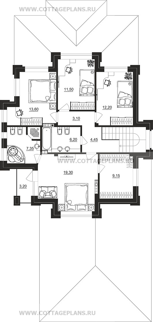 Поэтажные планы проект дома 200-84 общ. площадь 223,20 м2
