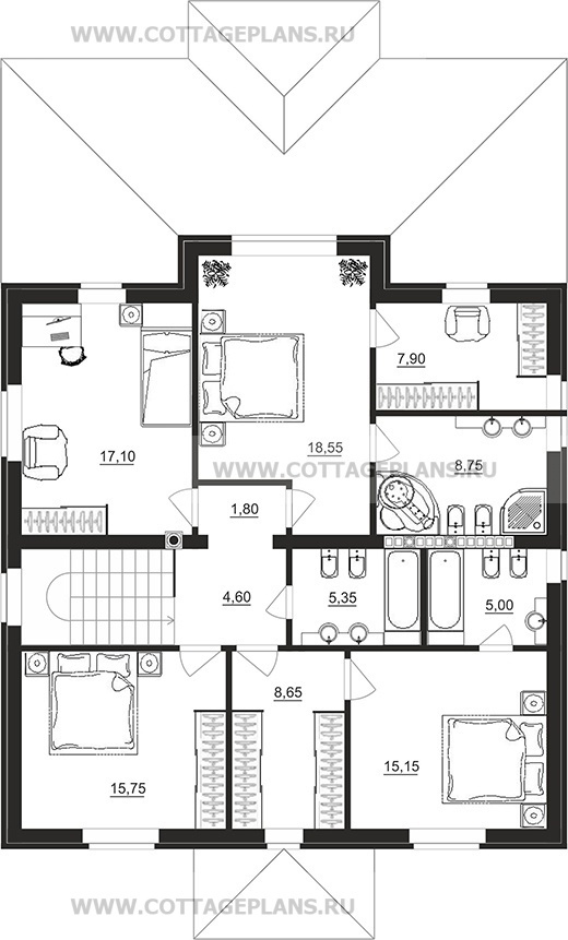 Поэтажные планы проект дома 93-58 общ. площадь 321,10 м2