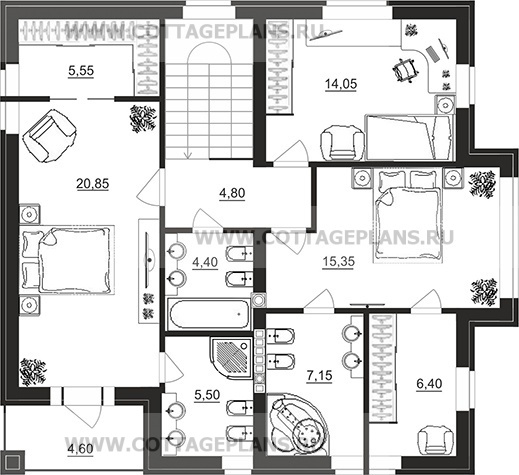 Поэтажные планы проект дома 76-04 общ. площадь 235,50 м2