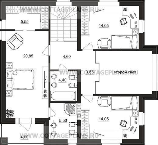 Поэтажные планы проект дома 75-53 общ. площадь 150,30 м2