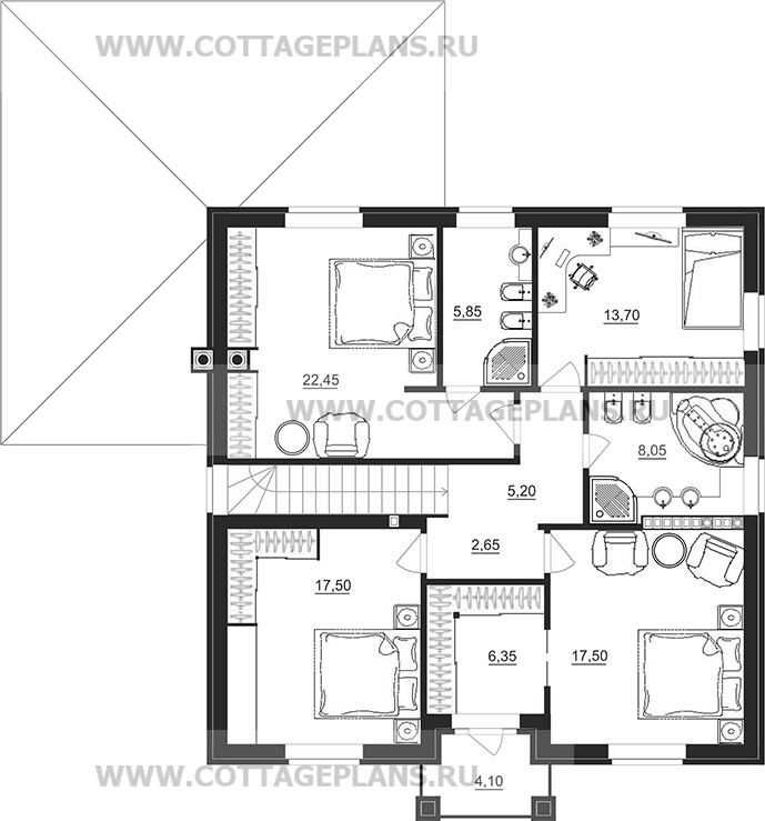 Поэтажные планы проект дома 76-22 общ. площадь 307,65 м2