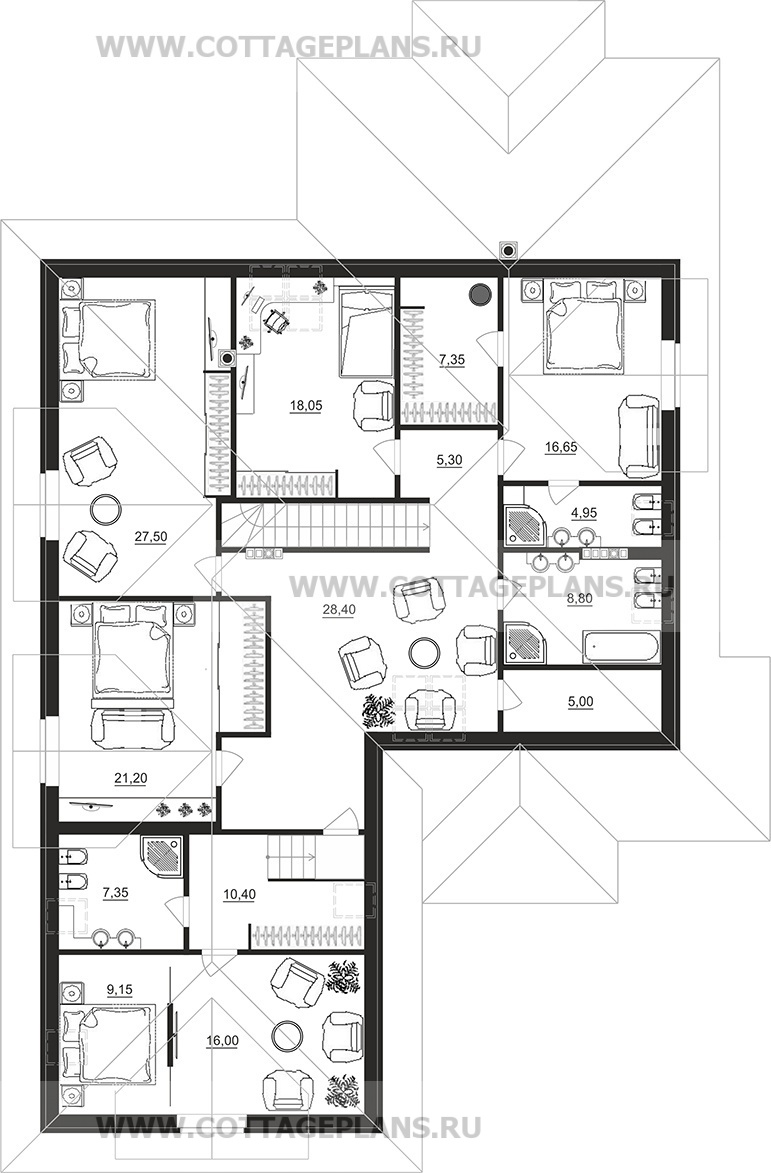 Поэтажные планы проект дома 96-61 общ. площадь 546,60 м2