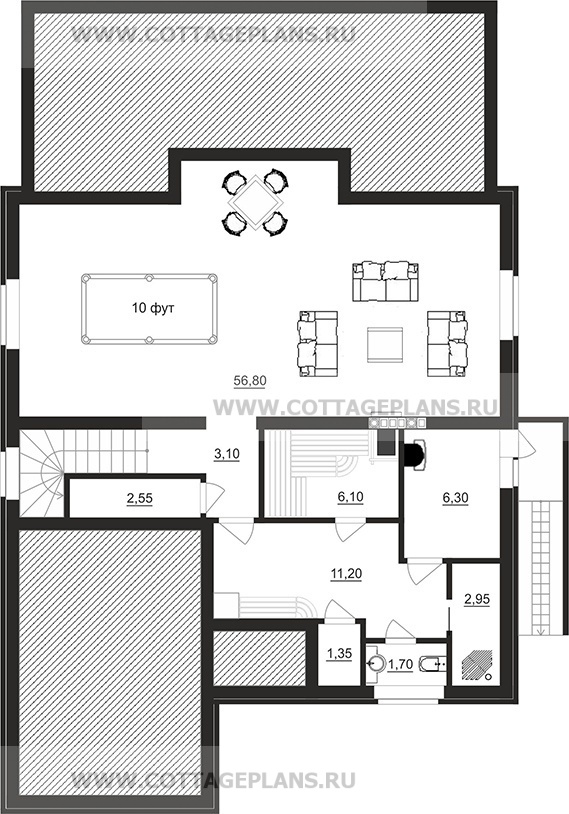 Поэтажные планы проект дома 101-02 общ. площадь 297,00 м2
