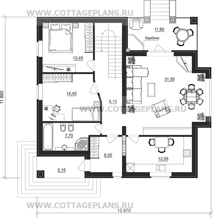 Поэтажные планы проект дома 76-05 общ. площадь 300,85 м2