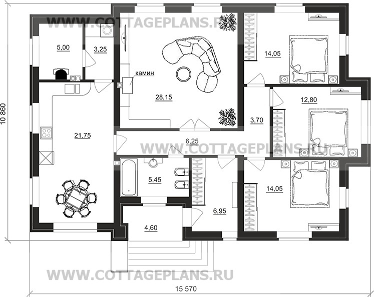 Поэтажные планы проект дома 07-52 общ. площадь 121,40 м2