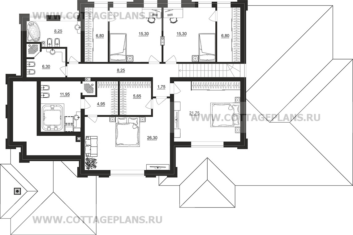 Поэтажные планы проект дома 102-58 общ. площадь 363,8 м2