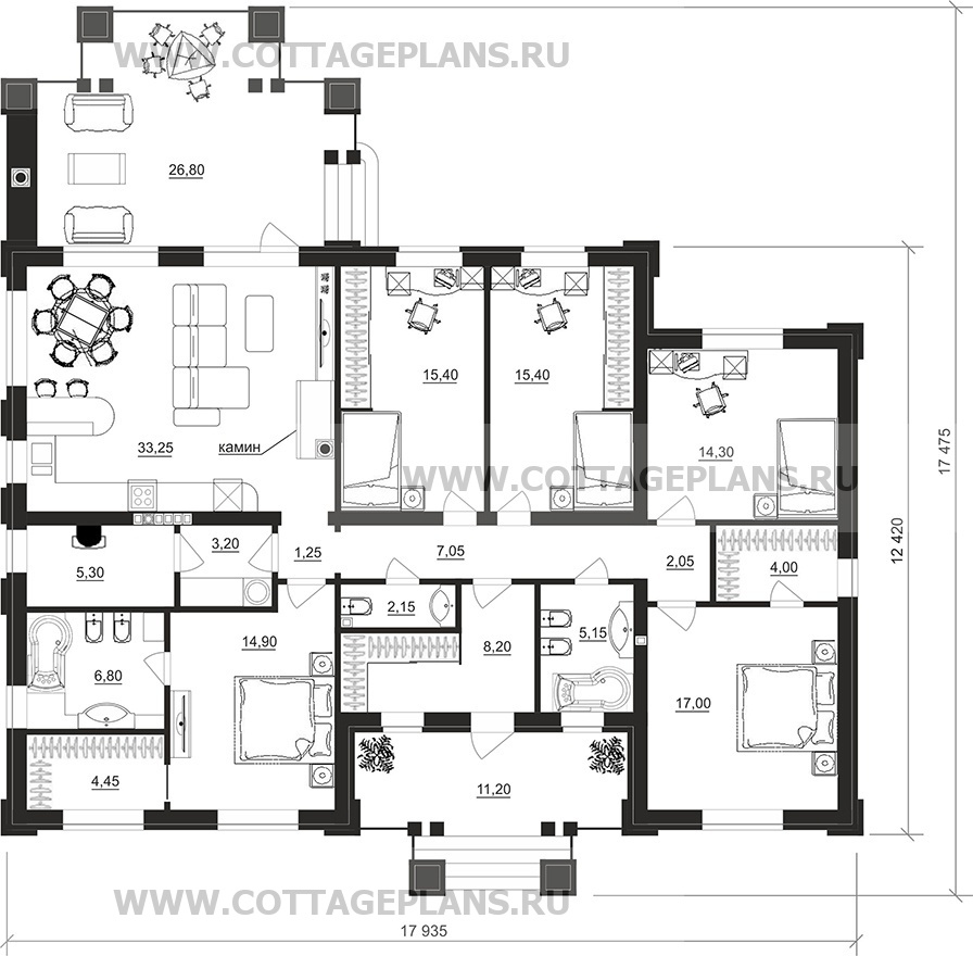 Поэтажные планы проект дома 702-45 общ. площадь 159,95 м2