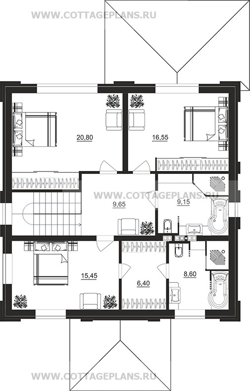 Поэтажные планы проект дома 106-47 общ. площадь 174,30м2