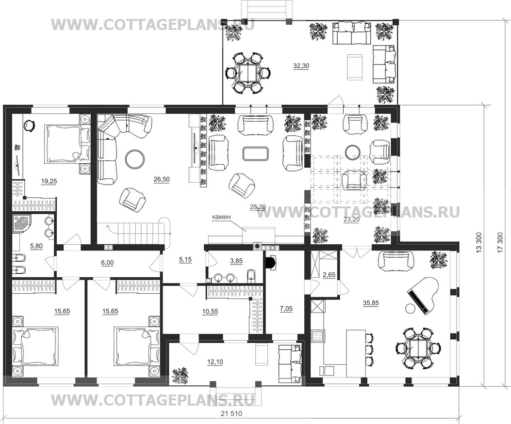 Поэтажные планы проект дома 20-39 общ. площадь 340,05 м2