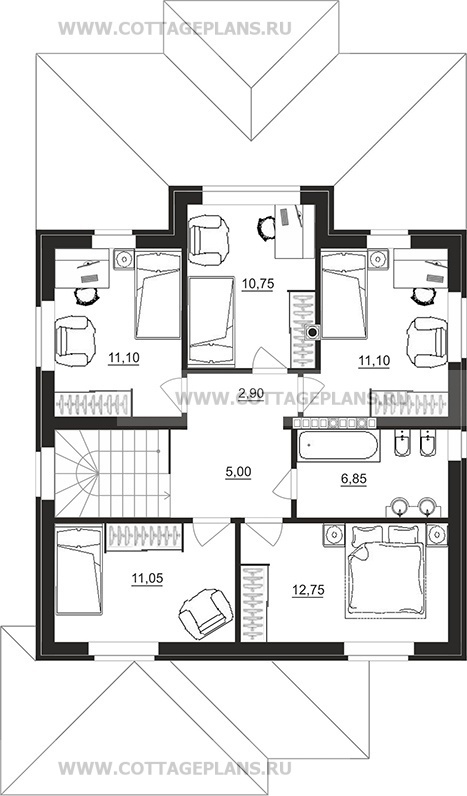 Поэтажные планы проект дома 93-64 общ. площадь 211,80 м2