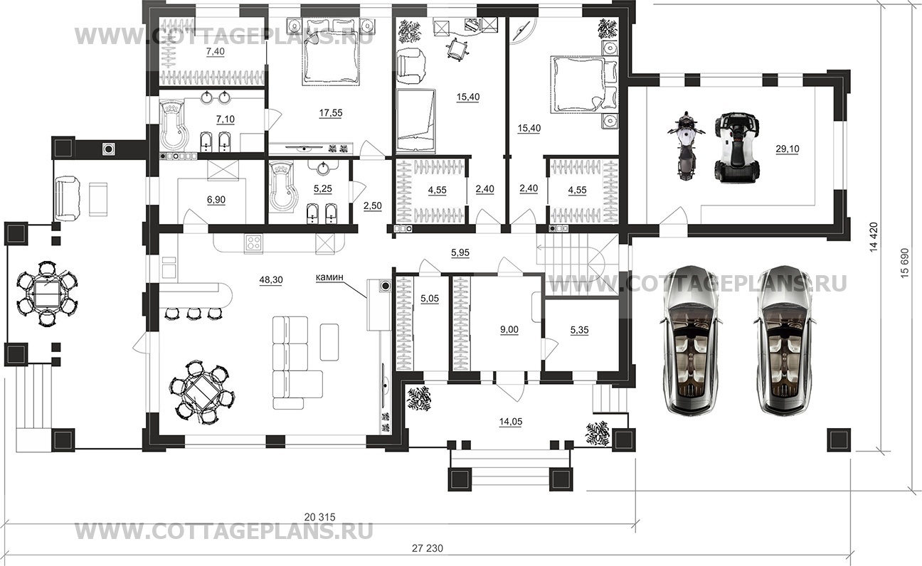 Поэтажные планы проект дома 28-70 общ. площадь 362,35 м2