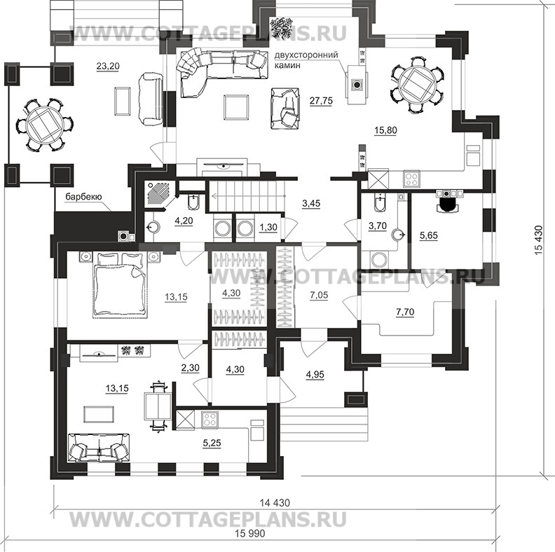 Поэтажные планы проект дома 202-06 общ. площадь 207,45 м2