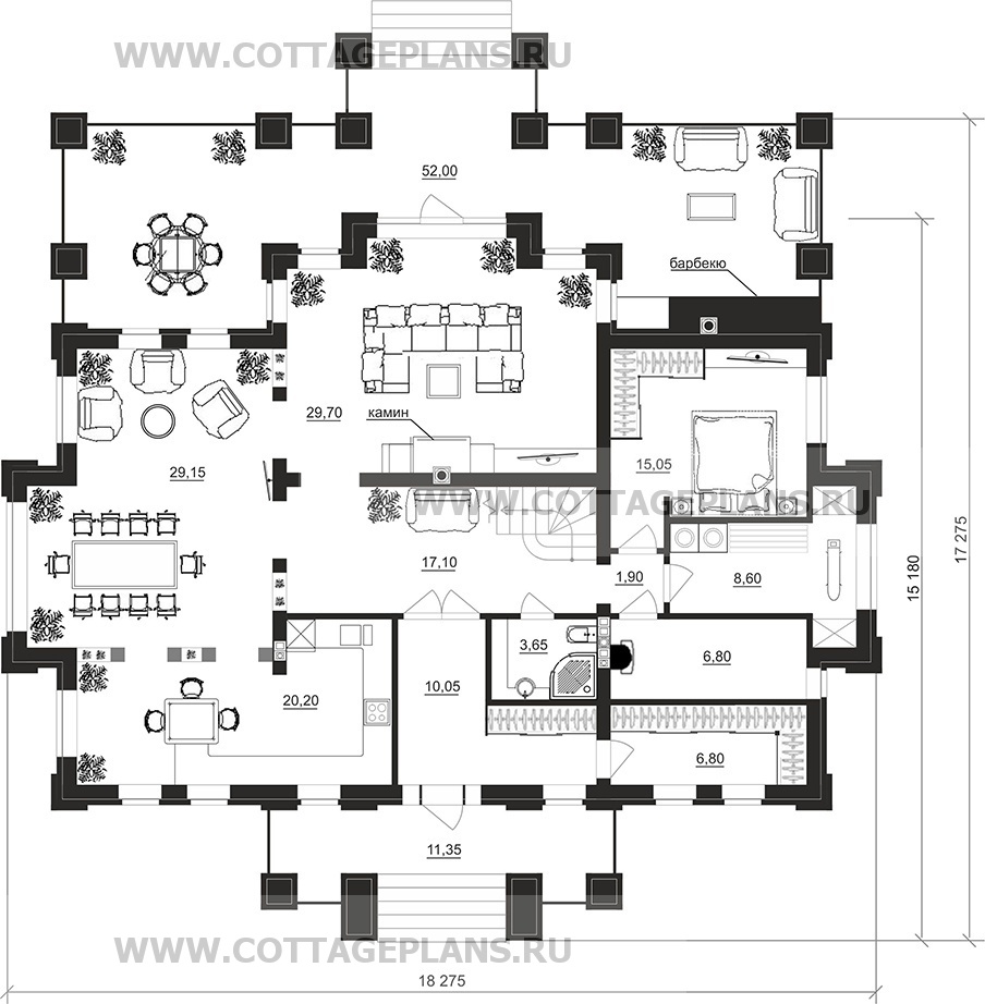 Поэтажные планы проект дома 102-15 общ. площадь 306,00 м2