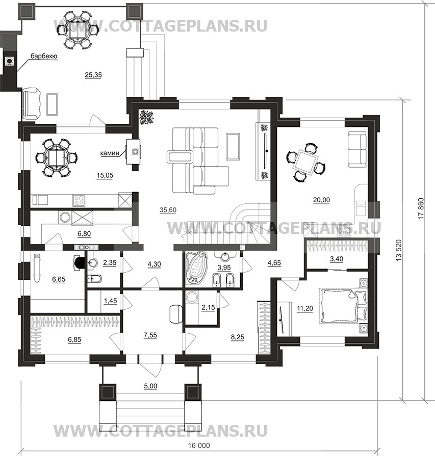 Поэтажные планы проект дома 206-09 общ. площадь 218,50 м2
