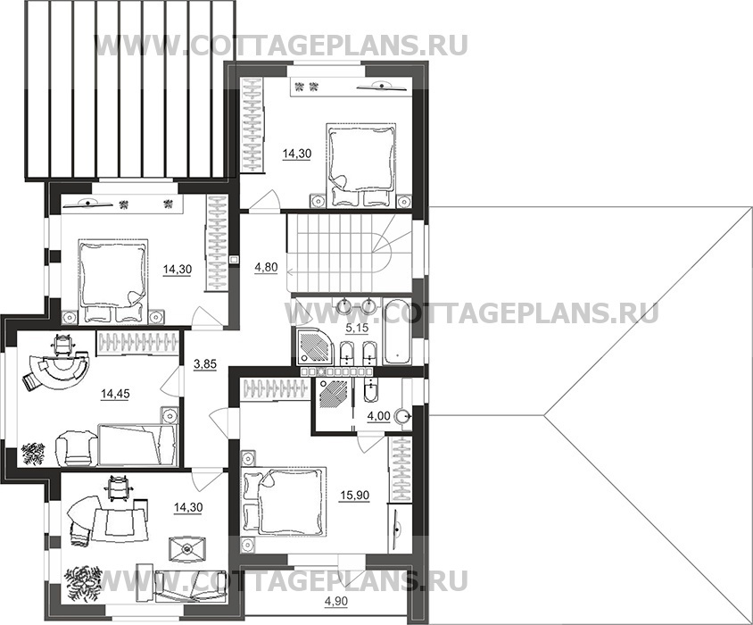 Поэтажные планы проект дома 78-56 общ. площадь 338,00 м2