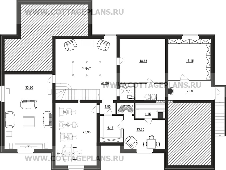 Поэтажные планы проект дома 96-27 общ. площадь 455,70 м2