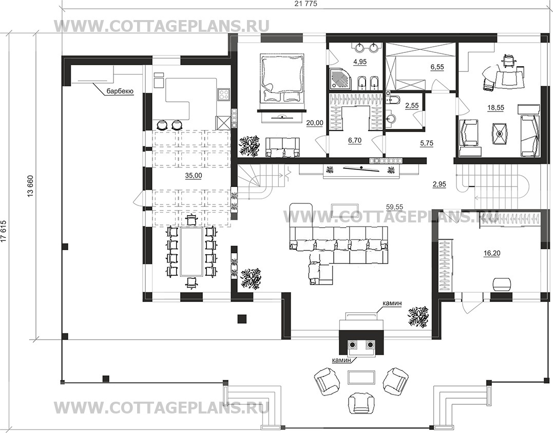 Поэтажные планы проект дома 96-56 общ. площадь 477,25 м2