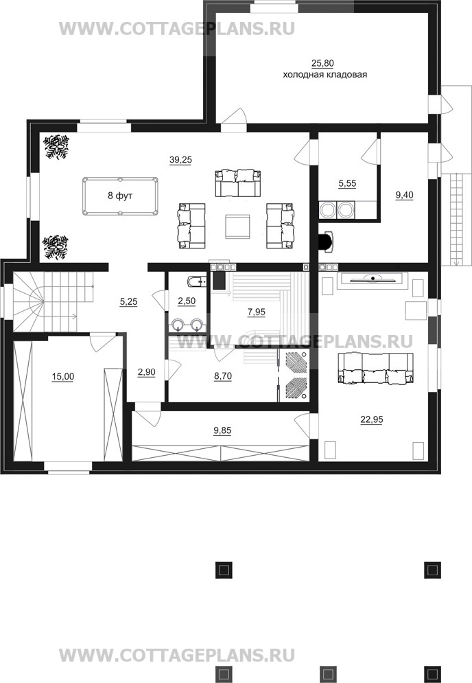 Поэтажные планы проект дома 17-34 общ. площадь 274,75 м2