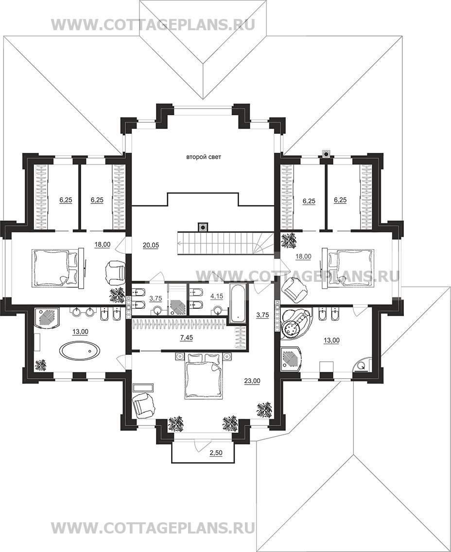 Поэтажные планы проект дома 201-25 общ. площадь 524,50 м2