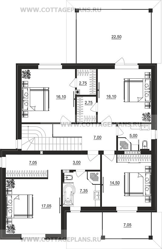 Поэтажные планы проект дома 88-05 общ. площадь 202,45 м2