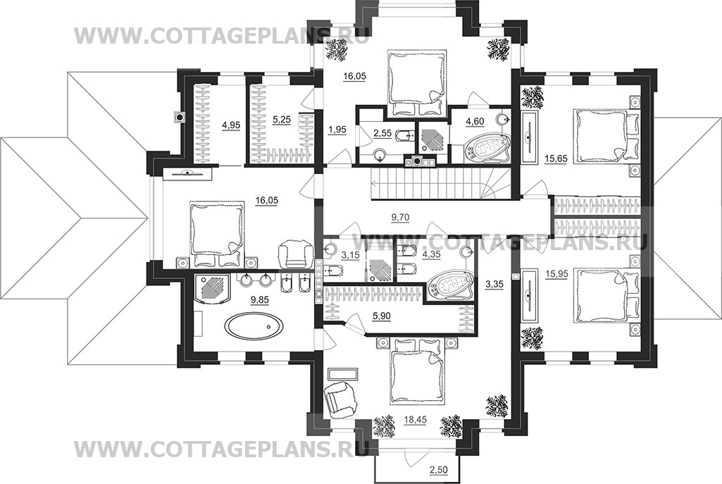 Поэтажные планы проект дома 102-23 общ. площадь 270,45 м2