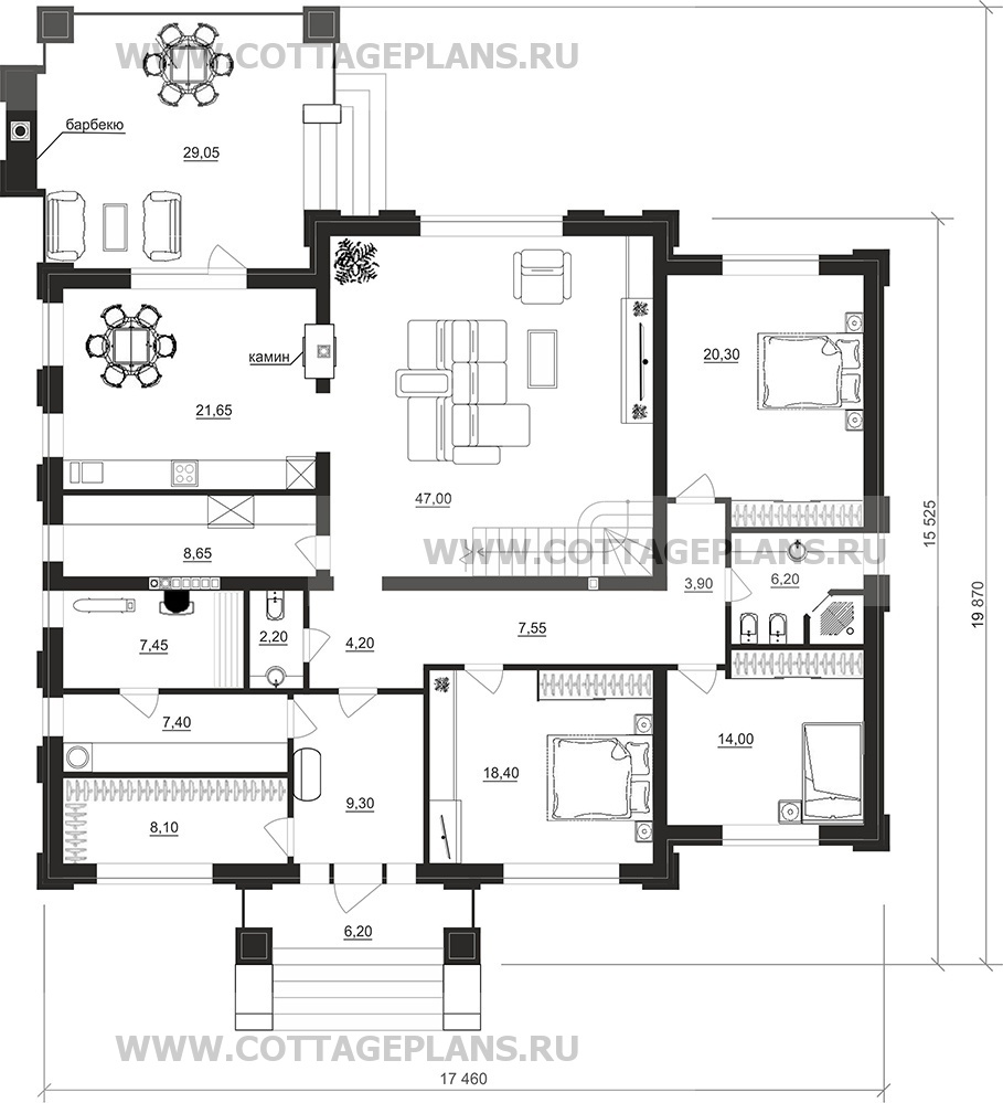 Поэтажные планы проект дома 204-97 общ. площадь 328,30 м2