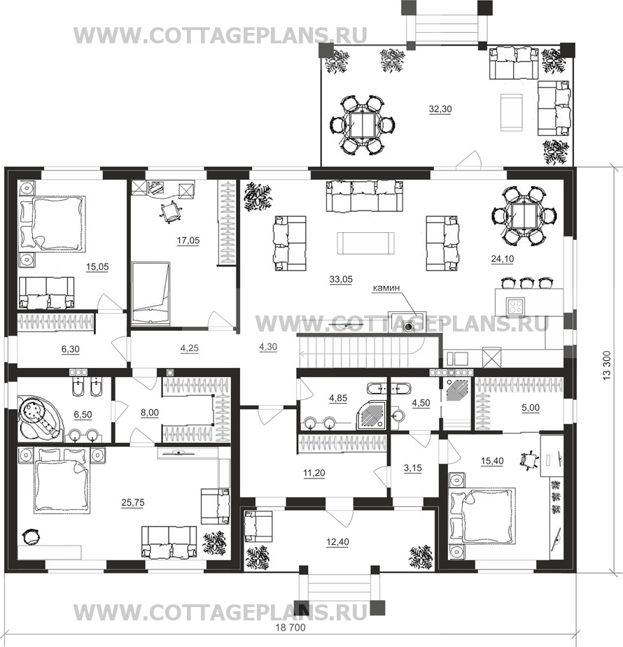 Поэтажные планы проект дома 08-02 общ. площадь 418,15 м2