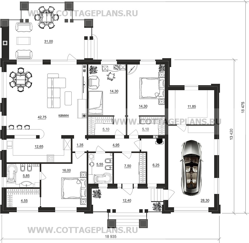 Поэтажные планы проект дома 07-72 общ. площадь 184,60 м2