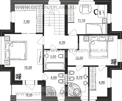 Поэтажные планы проект дома 92-70 общ. площадь 129,80 м2