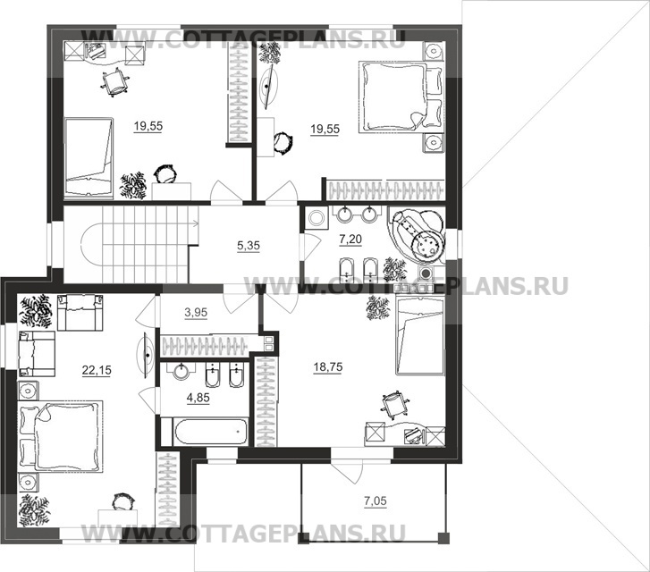 Поэтажные планы проект дома 88-27 общ. площадь 226,95 м2