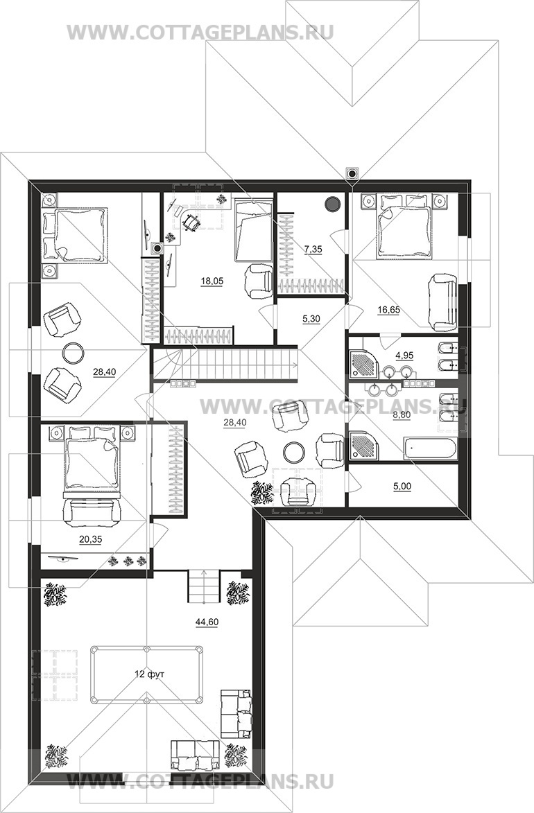 Поэтажные планы проект дома 96-61 общ. площадь 546,60 м2