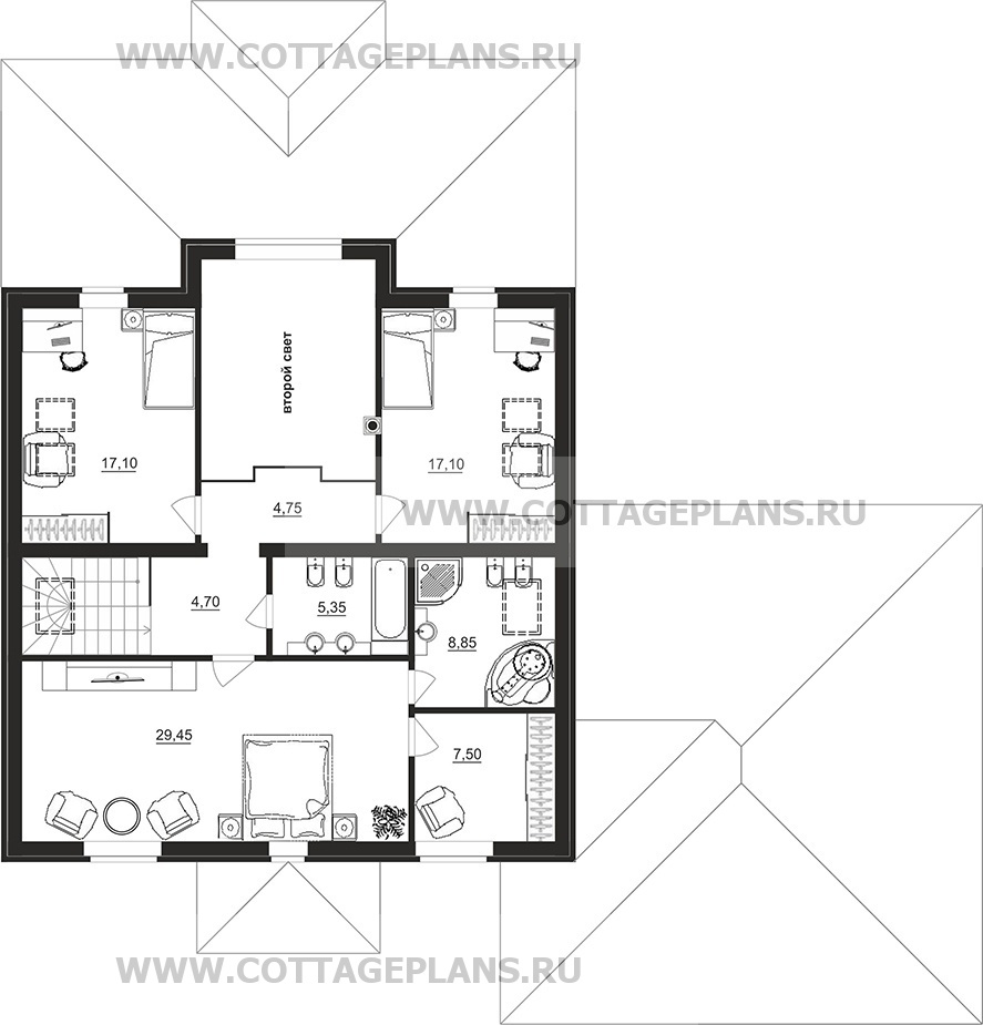 Поэтажные планы проект дома 100-13 общ. площадь 258,10 м2