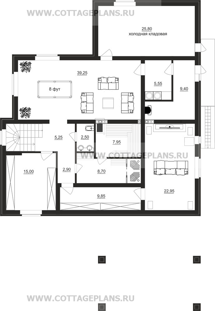 Поэтажные планы проект дома 24-60 общ. площадь 391,35 м2