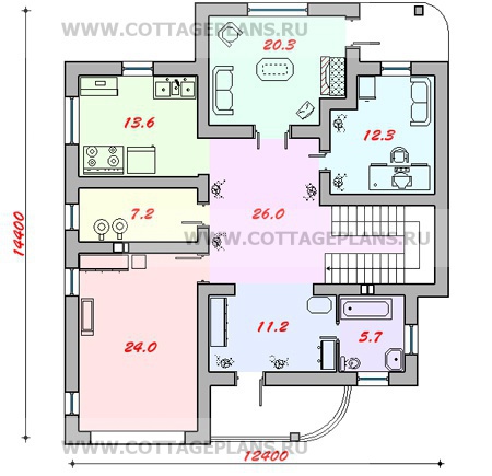 Поэтажные планы проект дома 58-01 общ. площадь 232,7 м2