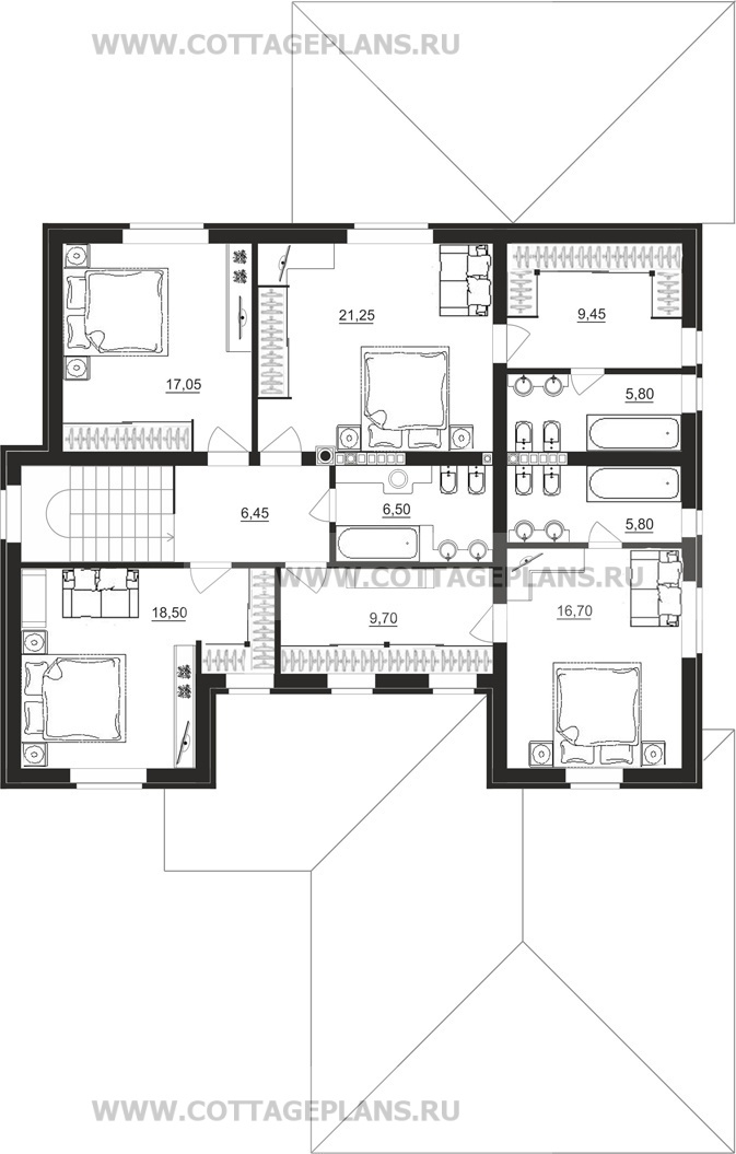 Поэтажные планы проект дома 17-09 общ. площадь 444,40 м2