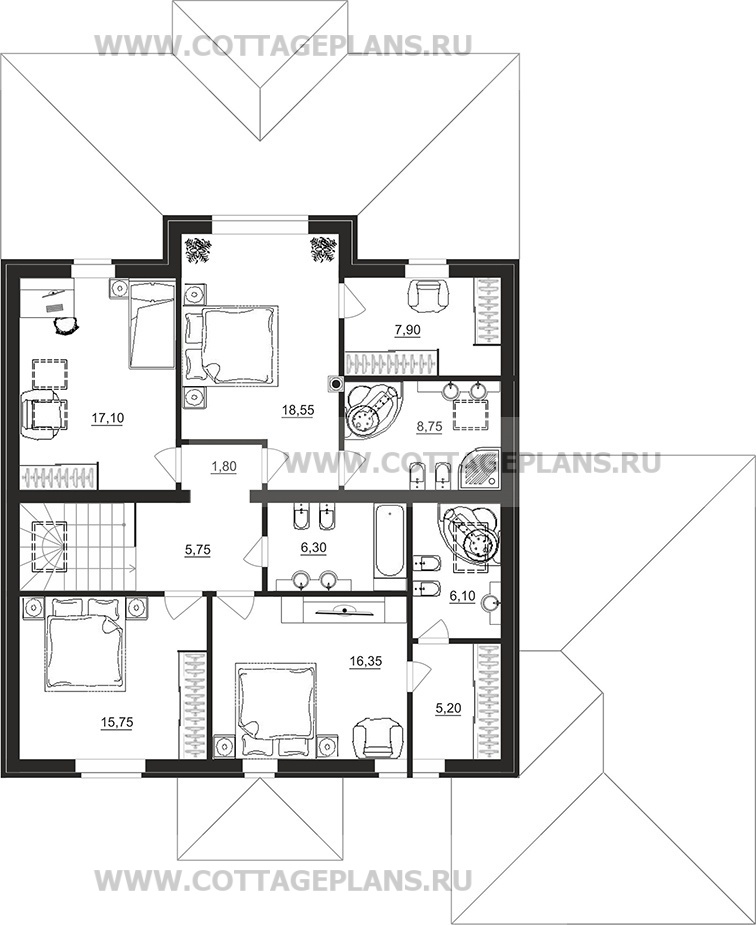 Поэтажные планы проект дома 97-96 общ. площадь 245,10 м2