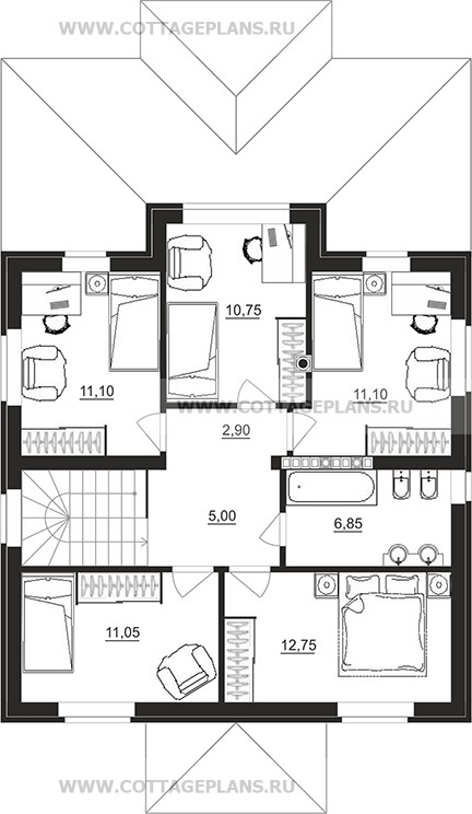 Поэтажные планы проект дома 93-56 общ. площадь 210,70 м2