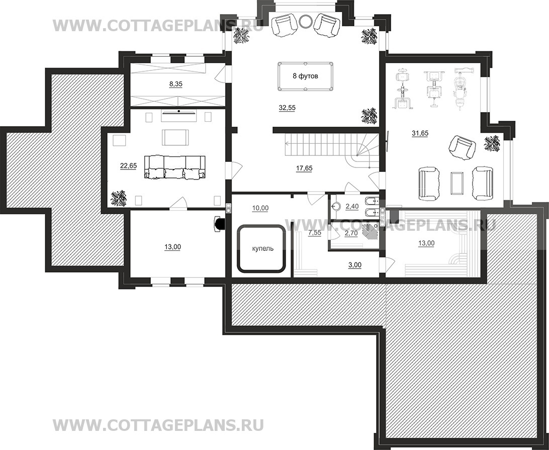 Поэтажные планы проект дома 203-28 общ. площадь 544,95 м2