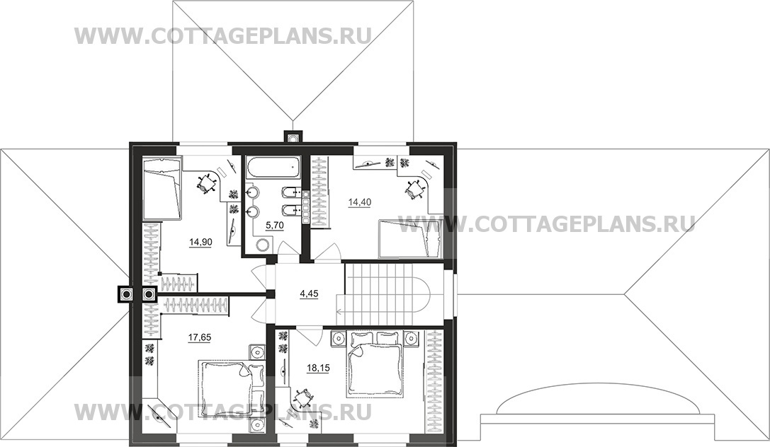 Поэтажные планы проект дома 92-29 общ. площадь 227,00 м2