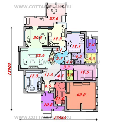 Поэтажные планы проект дома 46-01 общ. площадь 422 м2
