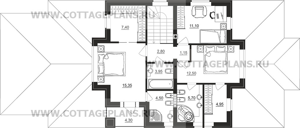 Поэтажные планы проект дома 29-90 общ. площадь 189,25 м2
