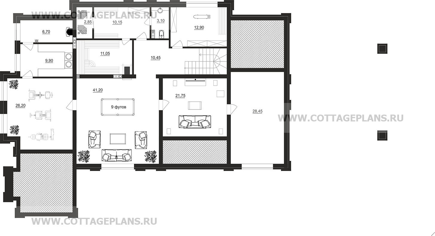 Поэтажные планы проект дома 203-67 общ. площадь 523,5 м2