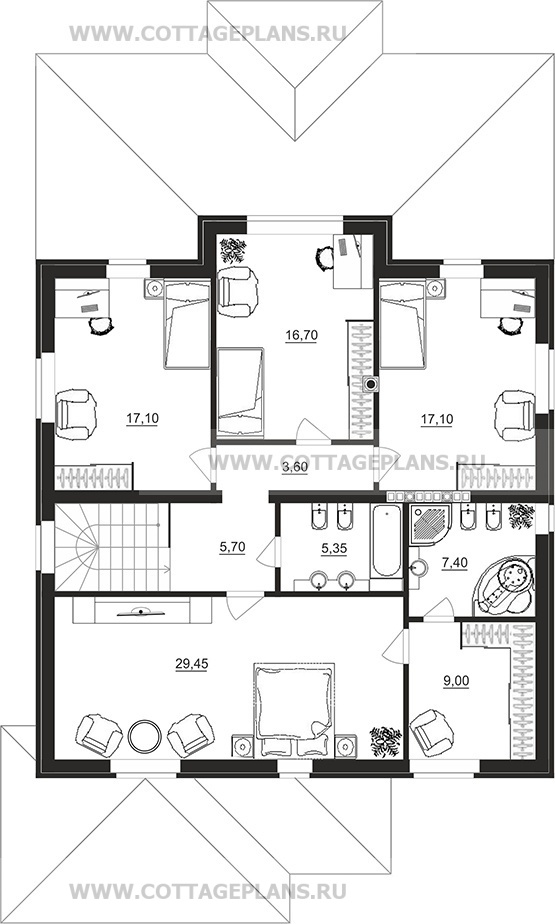 Поэтажные планы проект дома 71-66 общ. площадь 315,10м2