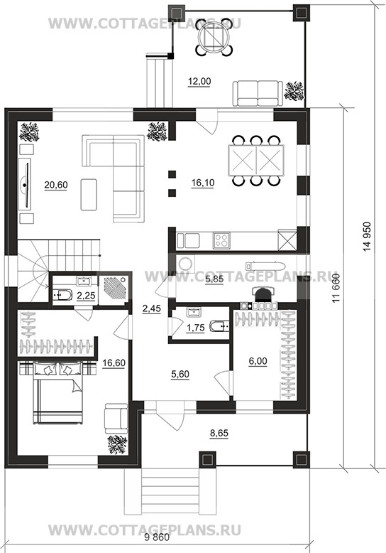 Поэтажные планы проект дома 206-66 общ. площадь 152,05м2
