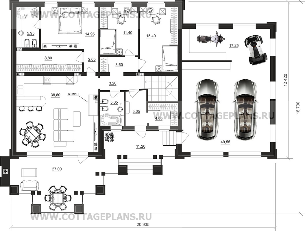 Поэтажные планы проект дома 28-83 общ. площадь 295,70 м2