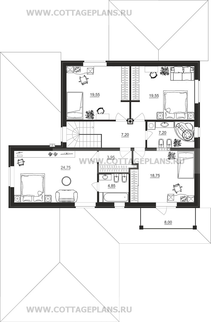 Поэтажные планы проект дома 92-04 общ. площадь 245,75 м2