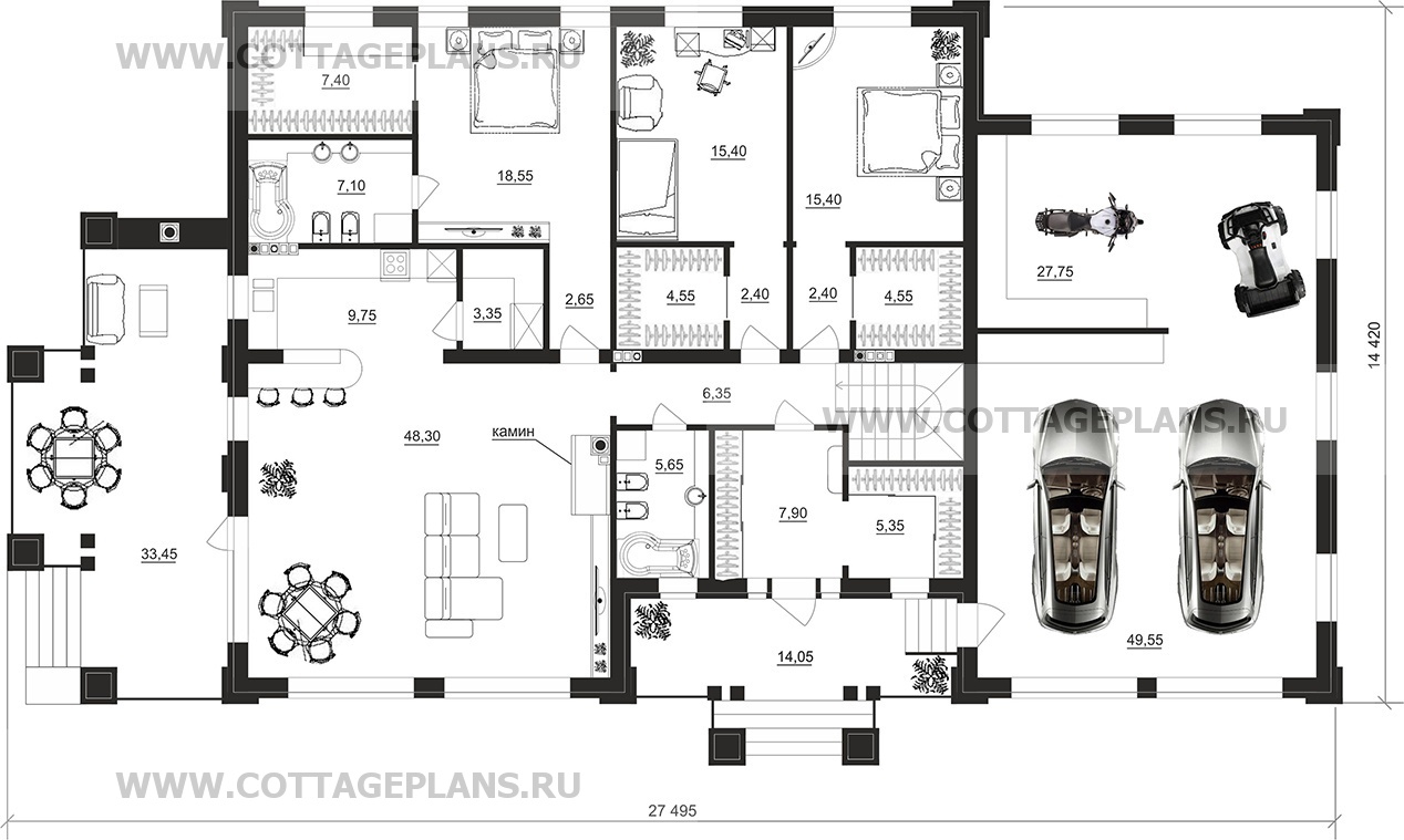 Поэтажные планы проект дома 08-94 общ. площадь 410,55 м2