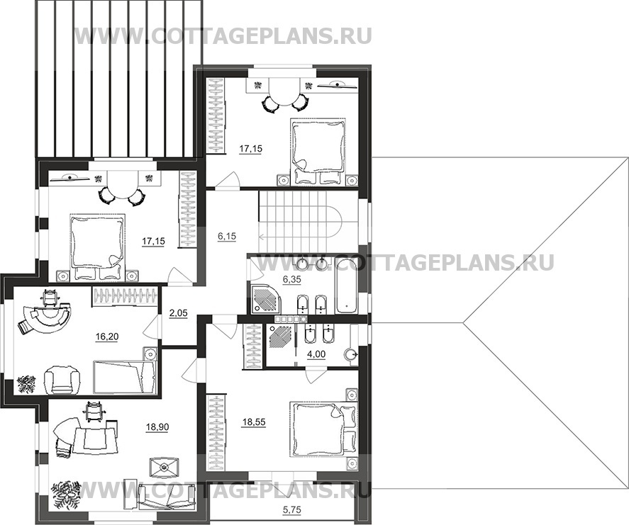 Поэтажные планы проект дома 97-57 общ. площадь 273,45 м2