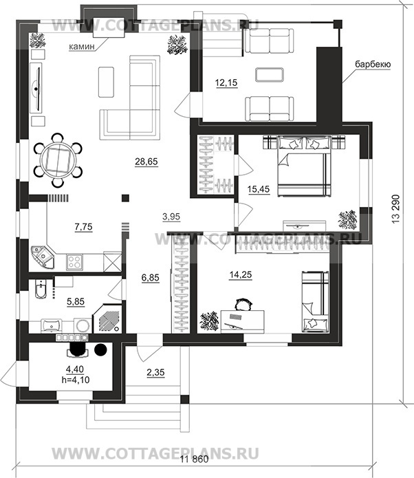 Поэтажные планы проект дома 702-76 общ. площадь 87,15м2